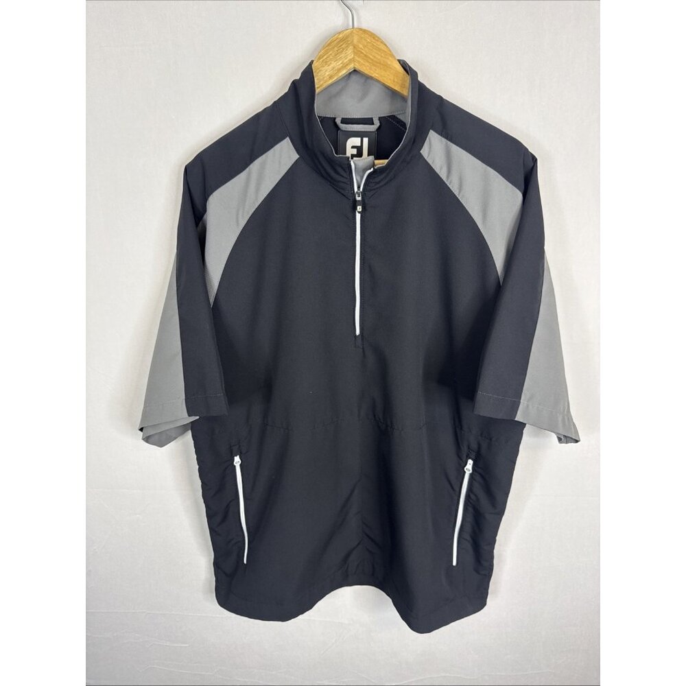 FootJoy FJ Golf Pullover Men’s M‎ Short Sleeve Half Zip Black Gray